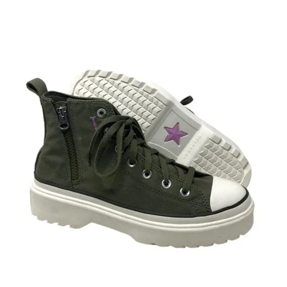 Converse Chuck Taylor Lugged Lift Kids Women's High Sneaker Khaki Canvas A04798C - Picture 6 of 8